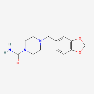 molecular formula C13H17N3O3 B4440595 4-(1,3-Benzodioxol-5-ylmethyl)piperazine-1-carboxamide 