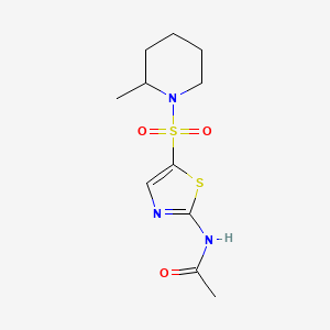 molecular formula C11H17N3O3S2 B4440948 N-[5-(2-methylpiperidin-1-yl)sulfonyl-1,3-thiazol-2-yl]acetamide 