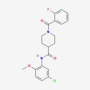 molecular formula C20H20ClFN2O3 B4440992 N-(5-chloro-2-methoxyphenyl)-1-(2-fluorobenzoyl)piperidine-4-carboxamide 