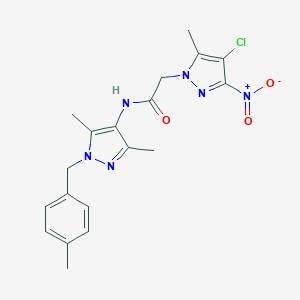 molecular formula C19H21ClN6O3 B444104 2-(4-chloro-5-methyl-3-nitro-1H-pyrazol-1-yl)-N-[3,5-dimethyl-1-(4-methylbenzyl)-1H-pyrazol-4-yl]acetamide 