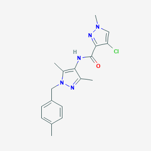molecular formula C18H20ClN5O B444126 4-chloro-N-[3,5-dimethyl-1-(4-methylbenzyl)-1H-pyrazol-4-yl]-1-methyl-1H-pyrazole-3-carboxamide 