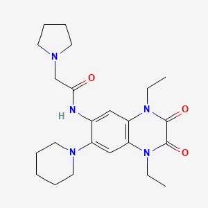 molecular formula C23H33N5O3 B4441587 N-[1,4-diethyl-2,3-dioxo-7-(piperidin-1-yl)-1,2,3,4-tetrahydroquinoxalin-6-yl]-2-(pyrrolidin-1-yl)acetamide 