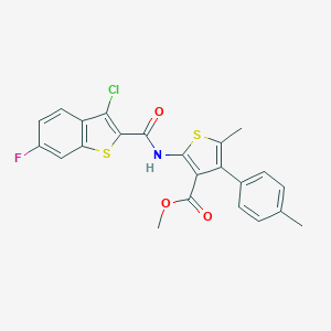 molecular formula C23H17ClFNO3S2 B444183 methyl 2-{[(3-chloro-6-fluoro-1-benzothien-2-yl)carbonyl]amino}-5-methyl-4-(4-methylphenyl)-3-thiophenecarboxylate 