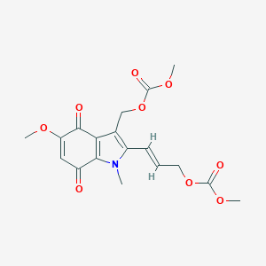 molecular formula C18H19NO9 B044419 [(E)-3-[5-methoxy-3-(methoxycarbonyloxymethyl)-1-methyl-4,7-dioxoindol-2-yl]prop-2-enyl] methyl carbonate CAS No. 114560-27-9