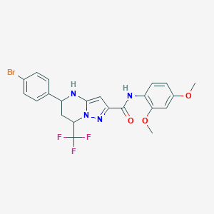 molecular formula C22H20BrF3N4O3 B444203 5-(4-bromophenyl)-N-(2,4-dimethoxyphenyl)-7-(trifluoromethyl)-4,5,6,7-tetrahydropyrazolo[1,5-a]pyrimidine-2-carboxamide 