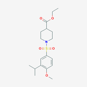 molecular formula C18H27NO5S B4442231 Ethyl 1-{[4-methoxy-3-(propan-2-yl)phenyl]sulfonyl}piperidine-4-carboxylate 