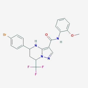 molecular formula C21H18BrF3N4O2 B444250 5-(4-bromophenyl)-N-(2-methoxyphenyl)-7-(trifluoromethyl)-4,5,6,7-tetrahydropyrazolo[1,5-a]pyrimidine-3-carboxamide 