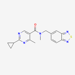 molecular formula C17H17N5OS B4442780 N-(2,1,3-benzothiadiazol-5-ylmethyl)-2-cyclopropyl-N,4-dimethylpyrimidine-5-carboxamide 