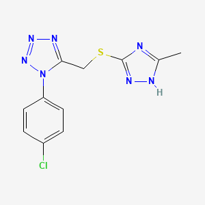 molecular formula C11H10ClN7S B4442964 1-(4-chlorophenyl)-5-{[(5-methyl-1H-1,2,4-triazol-3-yl)sulfanyl]methyl}-1H-tetrazole 