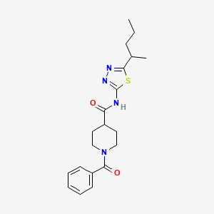 molecular formula C20H26N4O2S B4442987 N-[5-(pentan-2-yl)-1,3,4-thiadiazol-2-yl]-1-(phenylcarbonyl)piperidine-4-carboxamide 