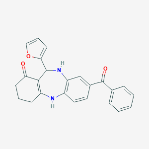 molecular formula C24H20N2O3 B444358 3-Benzoyl-6-(furan-2-yl)-5,6,8,9,10,11-hexahydrobenzo[b][1,4]benzodiazepin-7-one CAS No. 374098-75-6