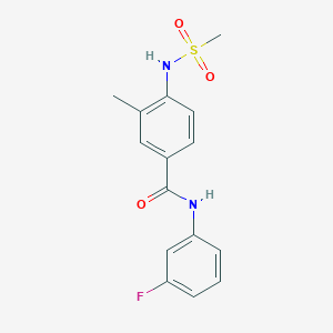 molecular formula C15H15FN2O3S B4443705 N-(3-fluorophenyl)-3-methyl-4-[(methylsulfonyl)amino]benzamide 
