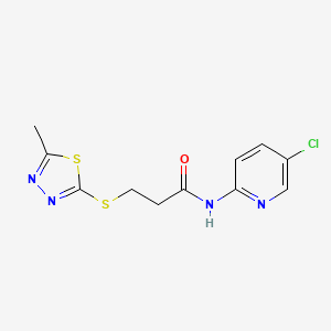 molecular formula C11H11ClN4OS2 B4443725 N-(5-chloro-2-pyridinyl)-3-[(5-methyl-1,3,4-thiadiazol-2-yl)thio]propanamide 
