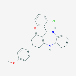molecular formula C26H23ClN2O2 B444374 11-(2-chlorophenyl)-3-(4-methoxyphenyl)-2,3,4,5,10,11-hexahydro-1H-dibenzo[b,e][1,4]diazepin-1-one CAS No. 312622-65-4