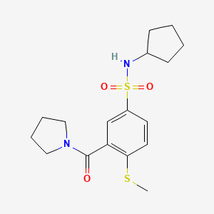 molecular formula C17H24N2O3S2 B4443919 N-cyclopentyl-4-(methylthio)-3-(1-pyrrolidinylcarbonyl)benzenesulfonamide 