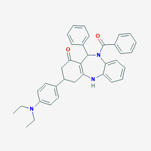 molecular formula C36H35N3O2 B444398 10-benzoyl-3-[4-(diethylamino)phenyl]-11-phenyl-2,3,4,5,10,11-hexahydro-1H-dibenzo[b,e][1,4]diazepin-1-one 