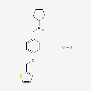 molecular formula C17H22ClNOS B4444069 N-[[4-(thiophen-2-ylmethoxy)phenyl]methyl]cyclopentanamine;hydrochloride 