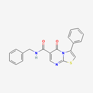 molecular formula C20H15N3O2S B4444073 N-benzyl-5-oxo-3-phenyl-5H-[1,3]thiazolo[3,2-a]pyrimidine-6-carboxamide 