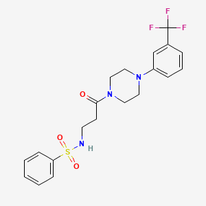 molecular formula C20H22F3N3O3S B4444131 N-(3-oxo-3-{4-[3-(trifluoromethyl)phenyl]piperazin-1-yl}propyl)benzenesulfonamide 