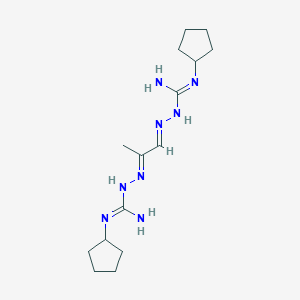 molecular formula C15H28N8 B044442 Hydrazinecarboximidamide, 2,2'-(1-methyl-1,2-ethanediylidene)bis(N-cyclopentyl- CAS No. 123035-67-6