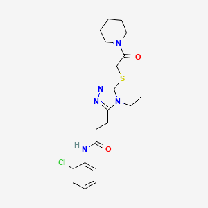 molecular formula C20H26ClN5O2S B4444207 N-(2-chlorophenyl)-3-(4-ethyl-5-{[2-oxo-2-(1-piperidinyl)ethyl]thio}-4H-1,2,4-triazol-3-yl)propanamide 