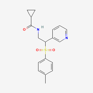 molecular formula C18H20N2O3S B4444328 N-[2-[(4-methylphenyl)sulfonyl]-2-(3-pyridinyl)ethyl]cyclopropanecarboxamide 
