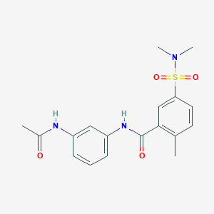 molecular formula C18H21N3O4S B4444341 N-[3-(acetylamino)phenyl]-5-[(dimethylamino)sulfonyl]-2-methylbenzamide 