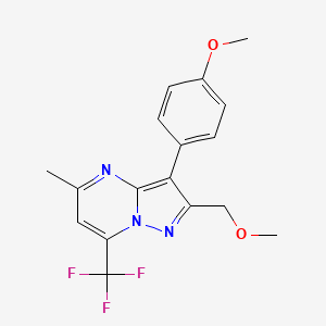molecular formula C17H16F3N3O2 B4444406 2-(methoxymethyl)-3-(4-methoxyphenyl)-5-methyl-7-(trifluoromethyl)pyrazolo[1,5-a]pyrimidine 