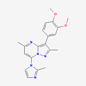 molecular formula C20H21N5O2 B4444466 3-(3,4-dimethoxyphenyl)-2,5-dimethyl-7-(2-methyl-1H-imidazol-1-yl)pyrazolo[1,5-a]pyrimidine 