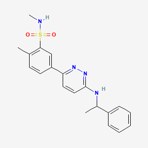 molecular formula C20H22N4O2S B4444497 N,2-dimethyl-5-[6-(1-phenylethylamino)pyridazin-3-yl]benzenesulfonamide 