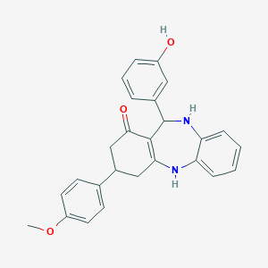 molecular formula C26H24N2O3 B444466 11-(3-hydroxyphenyl)-3-(4-methoxyphenyl)-2,3,4,5,10,11-hexahydro-1H-dibenzo[b,e][1,4]diazepin-1-one 