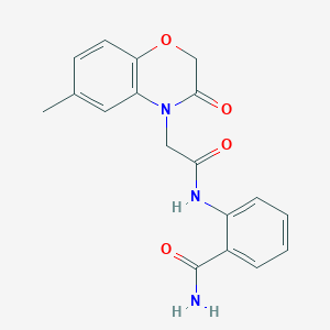molecular formula C18H17N3O4 B4444672 2-{[(6-methyl-3-oxo-2,3-dihydro-4H-1,4-benzoxazin-4-yl)acetyl]amino}benzamide 