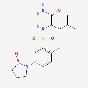 molecular formula C17H25N3O4S B4444683 N~2~-{[2-methyl-5-(2-oxo-1-pyrrolidinyl)phenyl]sulfonyl}leucinamide 