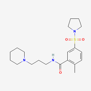 molecular formula C20H31N3O3S B4444693 2-methyl-N-[3-(1-piperidinyl)propyl]-5-(1-pyrrolidinylsulfonyl)benzamide 