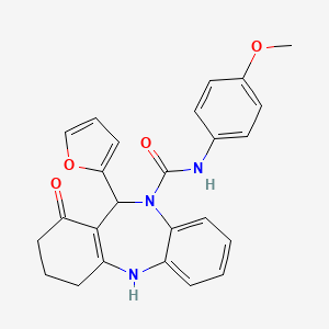 molecular formula C25H23N3O4 B4444796 11-(2-furyl)-N-(4-methoxyphenyl)-1-oxo-1,2,3,4,5,11-hexahydro-10H-dibenzo[b,e][1,4]diazepine-10-carboxamide 