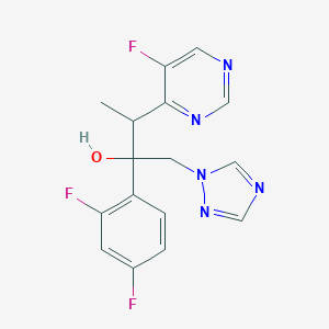 molecular formula C16H14F3N5O B044448 2-(2,4-二氟苯基)-3-(5-氟嘧啶-4-基)-1-(1H-1,2,4-三唑-1-基)丁烷-2-醇 CAS No. 182230-43-9
