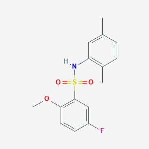 molecular formula C15H16FNO3S B4444810 N-(2,5-DIMETHYLPHENYL)-5-FLUORO-2-METHOXYBENZENE-1-SULFONAMIDE 