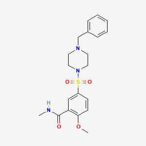 molecular formula C20H25N3O4S B4444889 5-(4-benzylpiperazin-1-yl)sulfonyl-2-methoxy-N-methylbenzamide 
