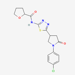 molecular formula C17H17ClN4O3S B4444923 N-{5-[1-(4-chlorophenyl)-5-oxopyrrolidin-3-yl]-1,3,4-thiadiazol-2-yl}tetrahydrofuran-2-carboxamide 