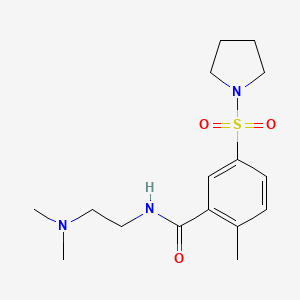 molecular formula C16H25N3O3S B4444962 N-[2-(dimethylamino)ethyl]-2-methyl-5-(1-pyrrolidinylsulfonyl)benzamide 