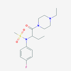 molecular formula C17H26FN3O3S B4444981 N-{1-[(4-ethyl-1-piperazinyl)carbonyl]propyl}-N-(4-fluorophenyl)methanesulfonamide 