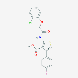 molecular formula C20H15ClFNO4S B444499 Methyl 2-{[(2-chlorophenoxy)acetyl]amino}-4-(4-fluorophenyl)-3-thiophenecarboxylate 