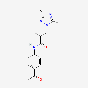 molecular formula C16H20N4O2 B4444990 N-(4-acetylphenyl)-3-(3,5-dimethyl-1,2,4-triazol-1-yl)-2-methylpropanamide 