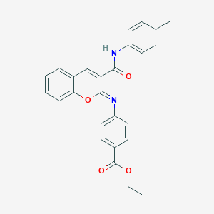 molecular formula C26H22N2O4 B444501 ETHYL 4-{[(2Z)-3-[(4-METHYLPHENYL)CARBAMOYL]-2H-CHROMEN-2-YLIDENE]AMINO}BENZOATE 