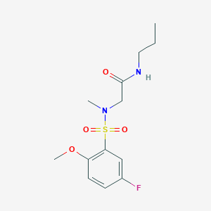 molecular formula C13H19FN2O4S B4445071 2-(N-METHYL5-FLUORO-2-METHOXYBENZENESULFONAMIDO)-N-PROPYLACETAMIDE 