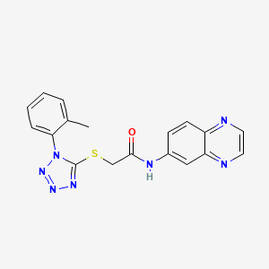 molecular formula C18H15N7OS B4445222 2-{[1-(2-methylphenyl)-1H-tetrazol-5-yl]thio}-N-6-quinoxalinylacetamide 