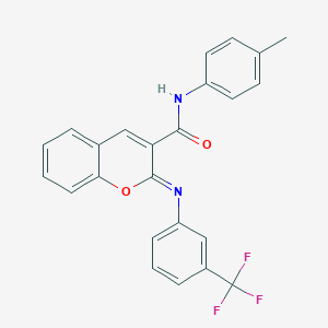 molecular formula C24H17F3N2O2 B444526 N~3~-(4-METHYLPHENYL)-2-{[3-(TRIFLUOROMETHYL)PHENYL]IMINO}-2H-CHROMENE-3-CARBOXAMIDE 