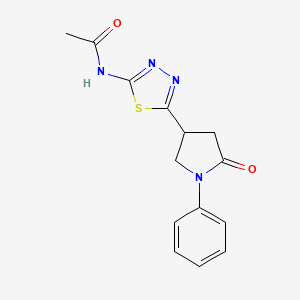 molecular formula C14H14N4O2S B4445285 N-[5-(5-oxo-1-phenylpyrrolidin-3-yl)-1,3,4-thiadiazol-2-yl]acetamide 