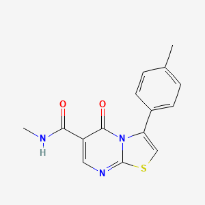 molecular formula C15H13N3O2S B4445492 N-methyl-3-(4-methylphenyl)-5-oxo-5H-[1,3]thiazolo[3,2-a]pyrimidine-6-carboxamide 