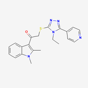 molecular formula C21H21N5OS B4445541 1-(1,2-dimethyl-1H-indol-3-yl)-2-{[4-ethyl-5-(4-pyridinyl)-4H-1,2,4-triazol-3-yl]thio}ethanone 